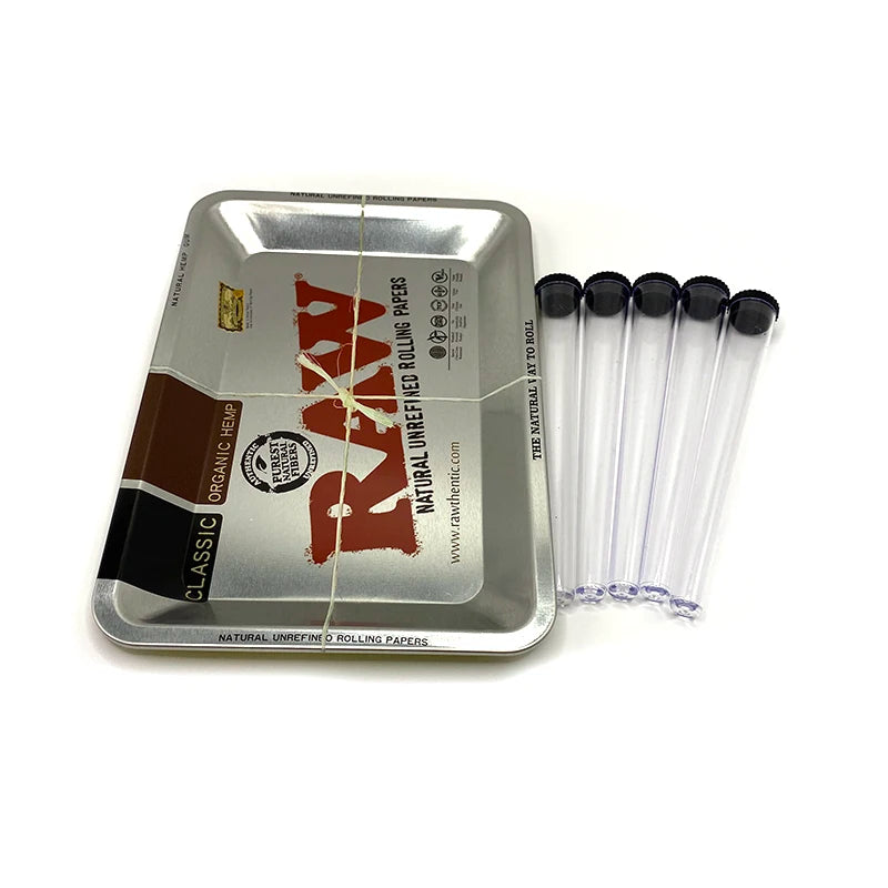 5pcs Airtight Storage Containers Smell Proof Holders with Metal Rolling Tray 18X12.5CM Tobacco Smoking Accessories