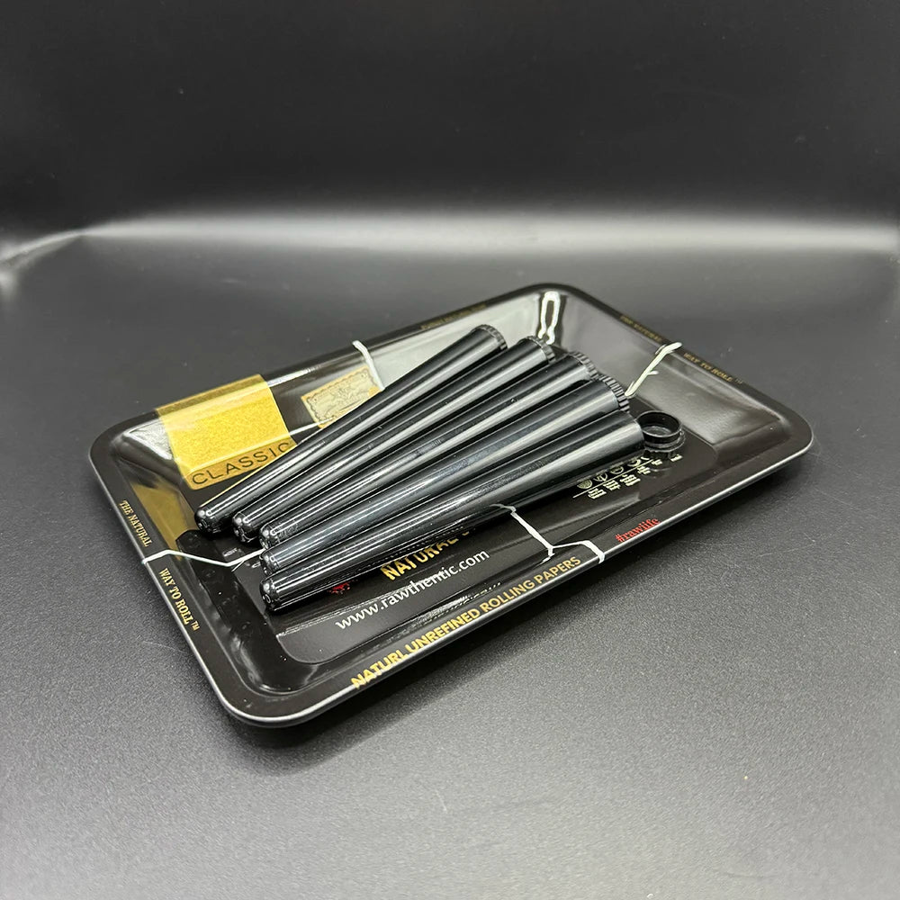 5pcs Airtight Storage Containers Smell Proof Holders with Metal Rolling Tray 18X12.5CM Tobacco Smoking Accessories