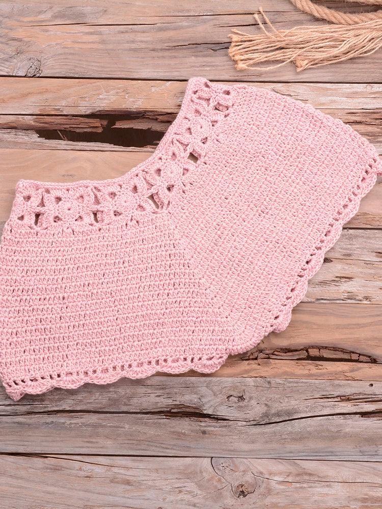Bikini 2025 knitting Swimsuit Crochet Bikini Bohemia Style Off Shoulder High Neck Bathing Beach Bikinis Handmade Crochet Bikini