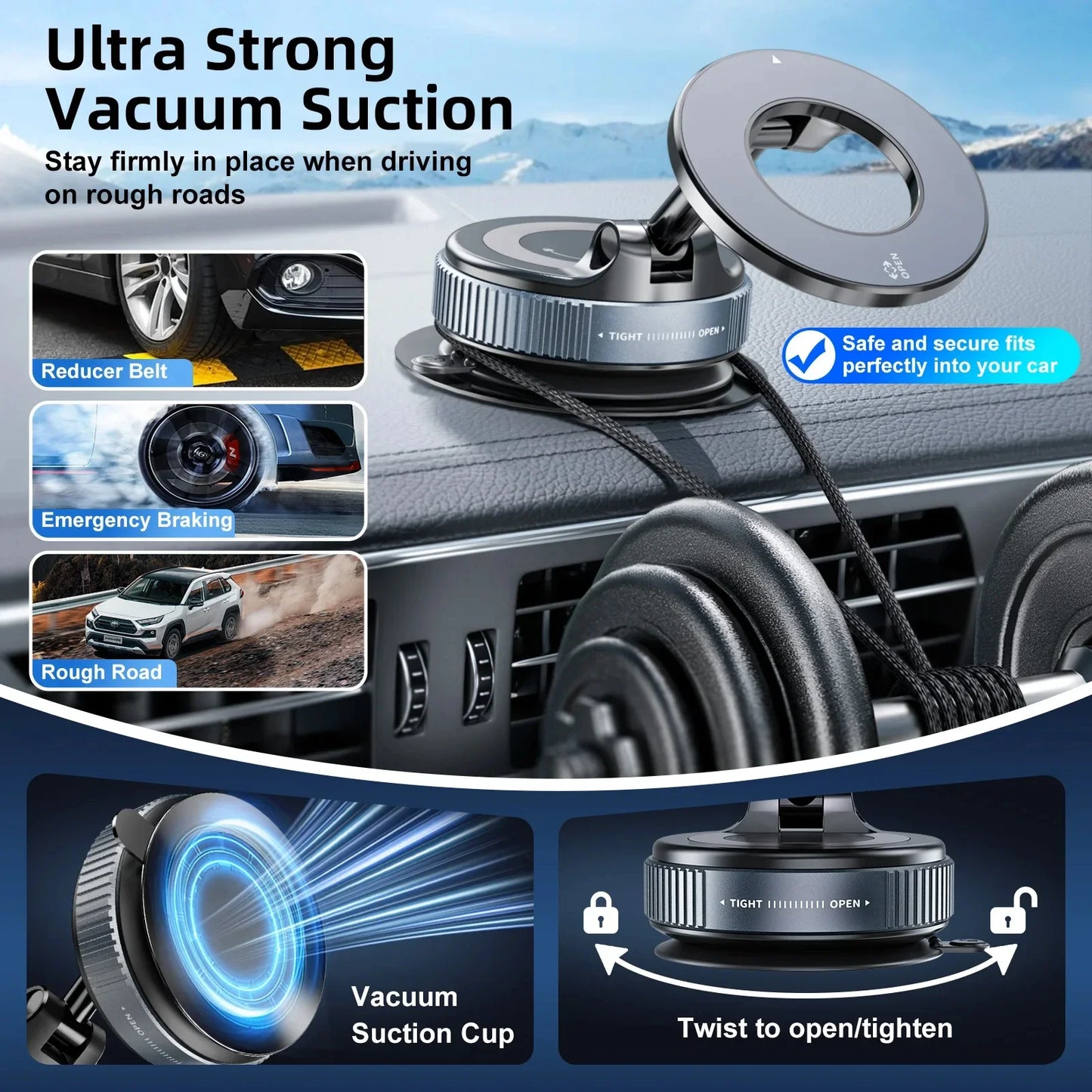 360° Adjustable Vacuum Magnetic Suction Cup Phone Mount Car Navigation Holder Portable Foldable Adsorption Bracket Magnetic Cell