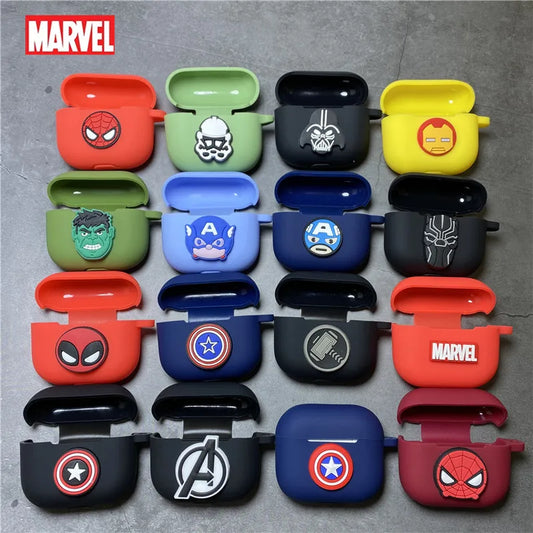 Cartoon Marvel Earphone Case for 2025 New Airpods 3 Silicone Wireless Bluetooth  Earbuds Charger Protective Cover With Hook