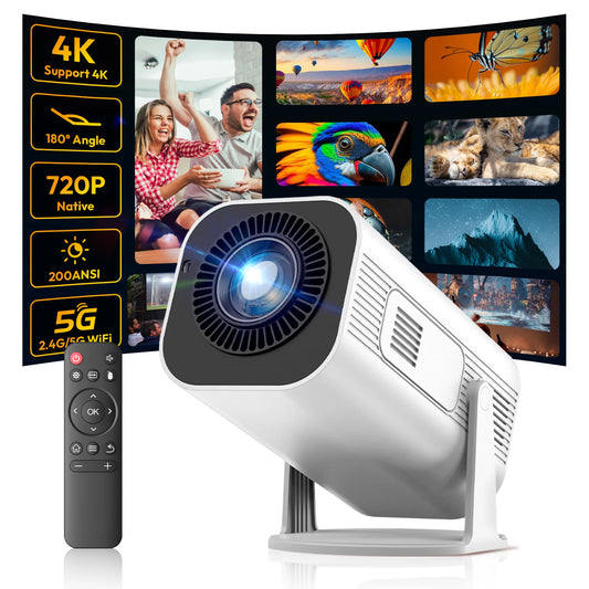 Mini Projector with WIFI 6 and Bluetooth,4K 1080P Support Auto Focus Portable Projector Compatible for Laptop, PC, Smartphone