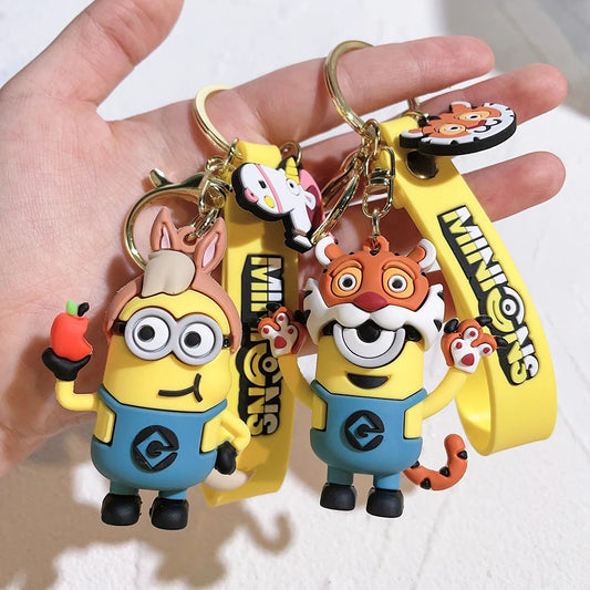 Anime Minions Keychain12 Chinese Zodiac Series Cute Cartoon Child Toy Key Ring School Bag Car Key Accessories Gift