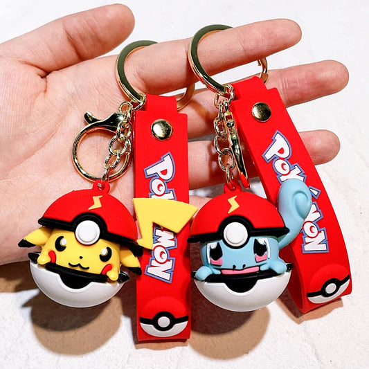 Pokemon Keychain batch Pendant Pokemon keyring Cute Pikachu Doll Bag Car Pendant for birthday Kids Gift Toys charm bulk gourd