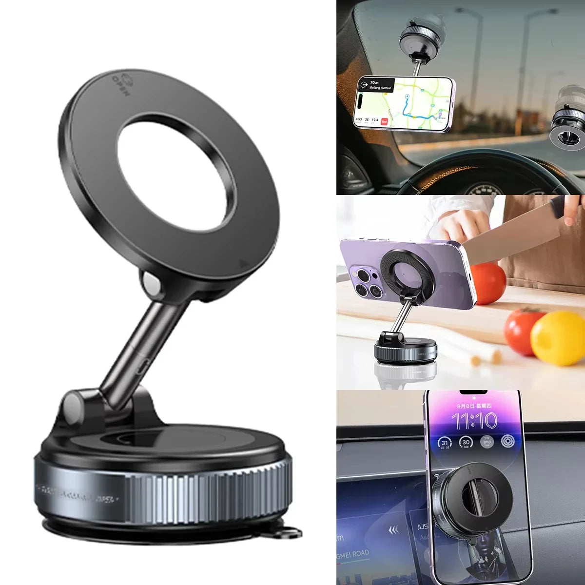 360° Adjustable Vacuum Magnetic Suction Cup Phone Mount Car Navigation Holder Portable Foldable Adsorption Bracket Magnetic Cell