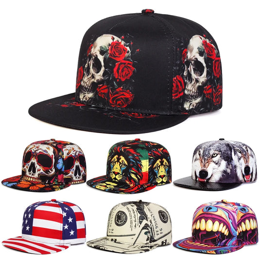 Men's Lion Animal Cartoon Printing Baseball Hat Hip Hop Fashion Women's Snapback hat Leisure Sports Button Hat Adjustable