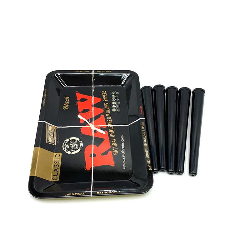 5pcs Airtight Storage Containers Smell Proof Holders with Metal Rolling Tray 18X12.5CM Tobacco Smoking Accessories
