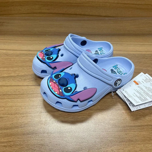 Sanrio Stitch Cartoon Anime Solid Waterproof Slipper Outdoor Sandals Stitch Casual Breathable Ankle-Wrap for Children Shoes Gift