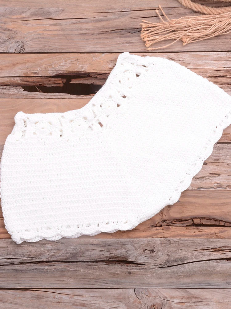 Bikini 2025 knitting Swimsuit Crochet Bikini Bohemia Style Off Shoulder High Neck Bathing Beach Bikinis Handmade Crochet Bikini