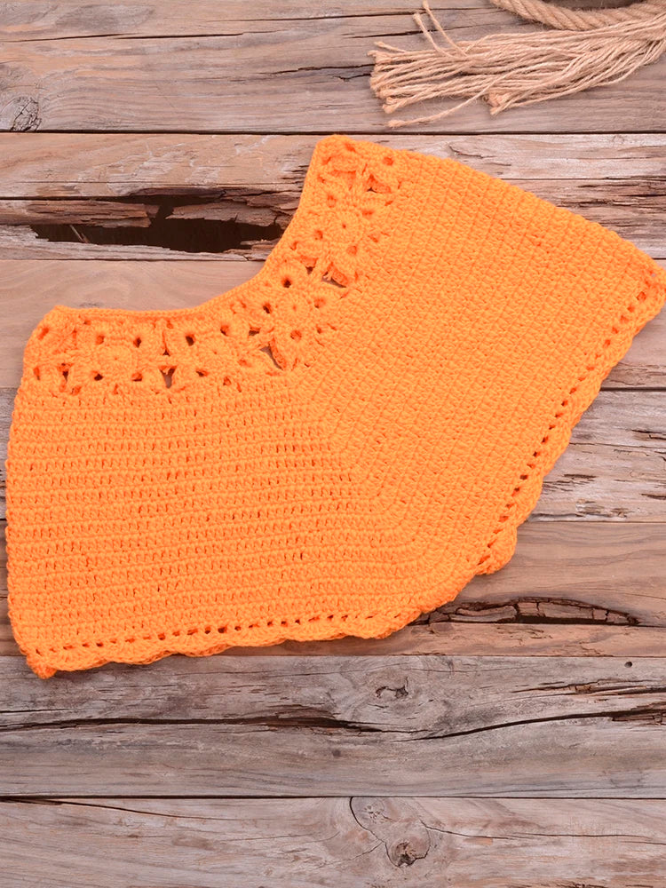 Bikini 2025 knitting Swimsuit Crochet Bikini Bohemia Style Off Shoulder High Neck Bathing Beach Bikinis Handmade Crochet Bikini