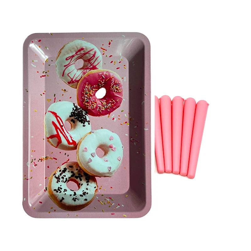5pcs Airtight Storage Containers Smell Proof Holders with Metal Rolling Tray 18X12.5CM Tobacco Smoking Accessories