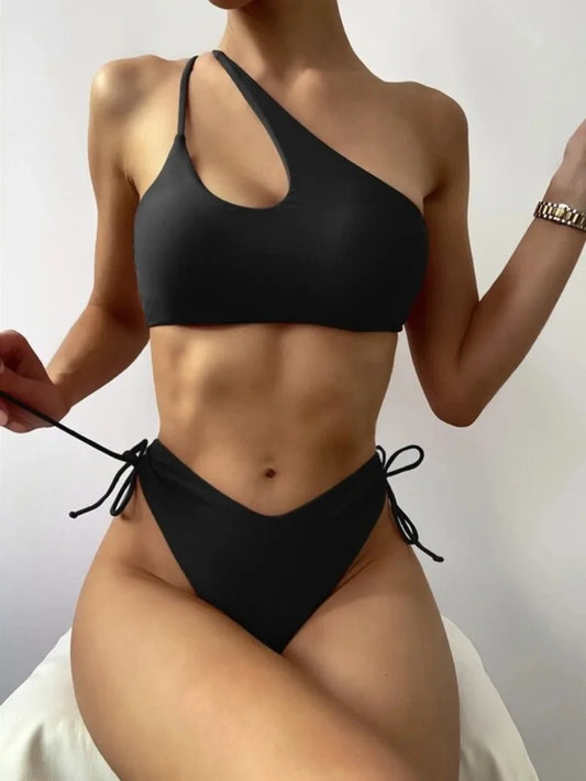 Bikini Brazilian Swimsuit Woman 2025 Single Shoulder Swimwear Two Piece Bathing Suit Biquinis Cut Out Swim Wear Bathers Maillot