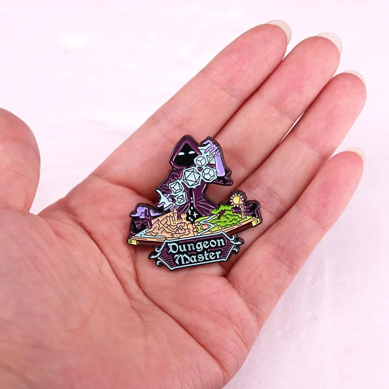RPG Game Dungeon DnD Dragon Dice D20 Anime Enamel Pin Lapel Badges Manga Brooches for Women Fashion Jewelry Accessories Gifts