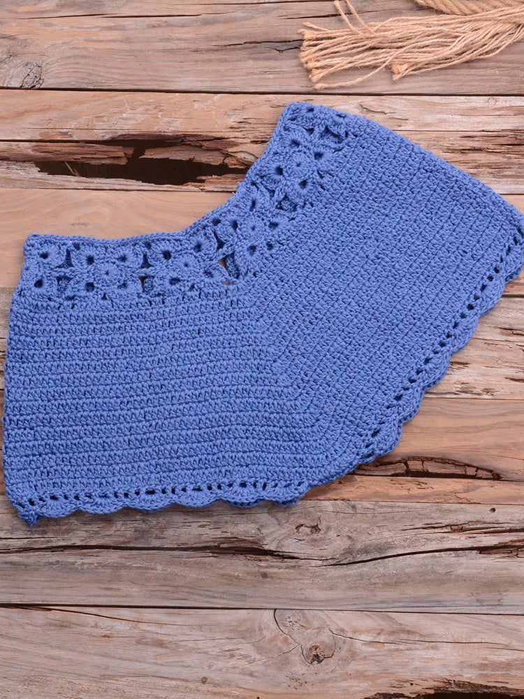 Bikini 2025 knitting Swimsuit Crochet Bikini Bohemia Style Off Shoulder High Neck Bathing Beach Bikinis Handmade Crochet Bikini
