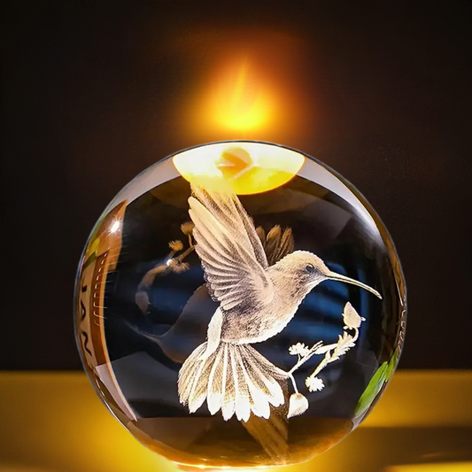 1 pc 3D hummingbird crystal ball, creative laser engraving, suitable for home bedroom decoration, birthday, graduation gifts